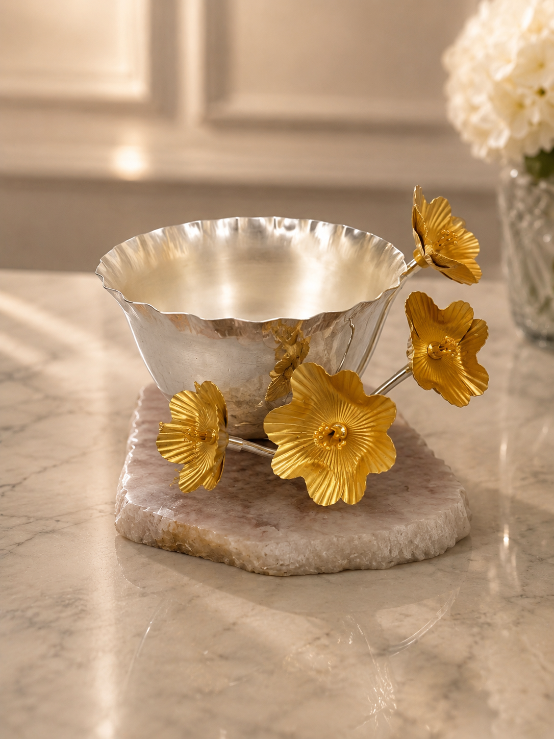 Bowl 4 Flower Pansy Rose Quartz