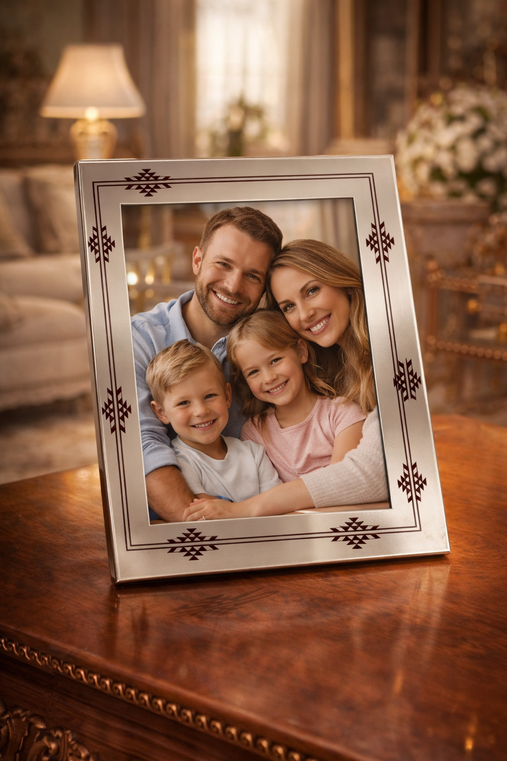 Geometric Heritage Silver-Plated Photo Frame