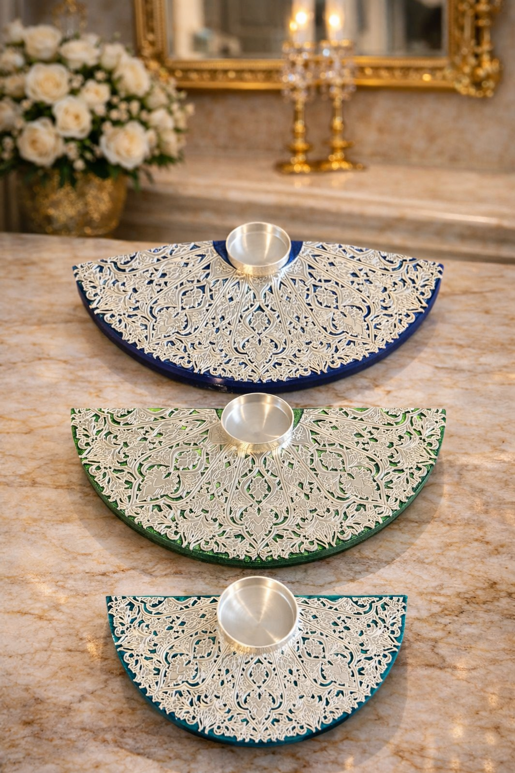 Silver Plated Half Moon Tea Light Holder