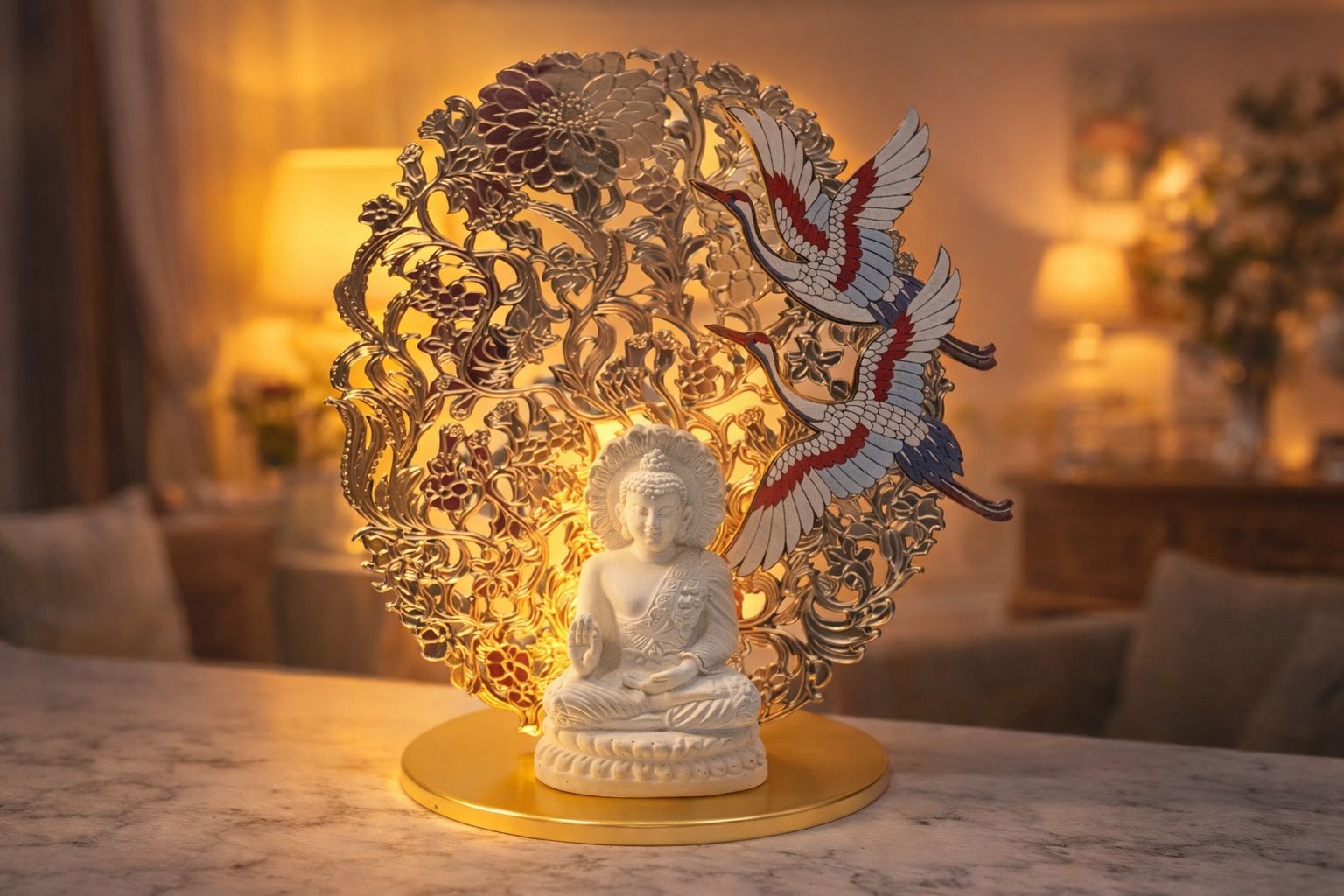 Silver Plated Buddha Tea Light Holder